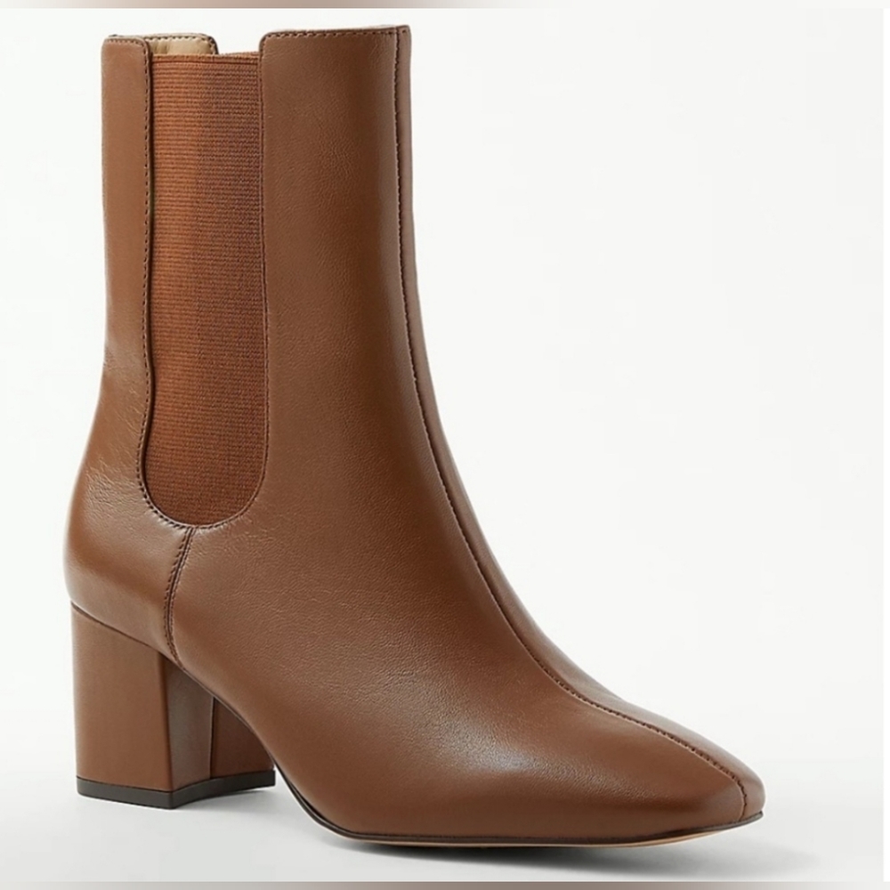 NEW Ann Taylor Block Heel Leather Chelsea Booties 8 (Orig $228)